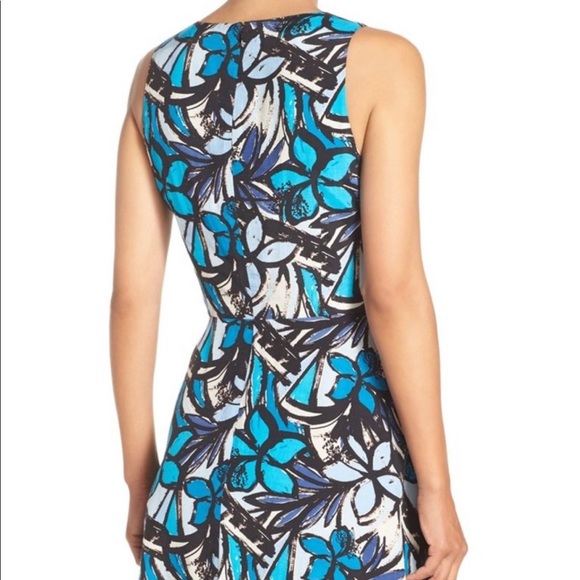 Donna Morgan Blue Floral Faille Fit Flare Dress 0 - Picture 4 of 8